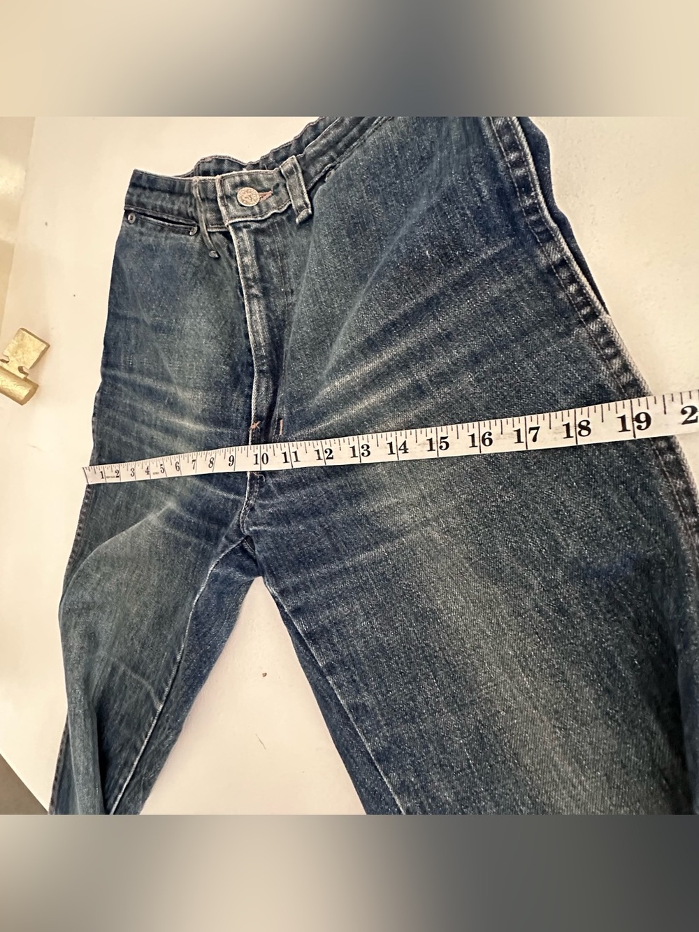 VTG 70s Anne Klein High Rise Western Yoke Straight Jeans Scovill zipper Size 12 - Picture 10 of 12